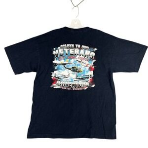 Oshkosh Air Show Shirt Mens L USA Veteran Marines Army Coast Guard Military Navy